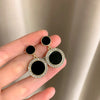 Crystal Black Round Drop Earrings for Women Double-layers Oil Dangle Earrings Bohemian Elegant Wedding Jewelry Hanging earrings - Image 1