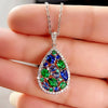Geometric Green/Blue Cubic Zirconia Necklace for Women Silver Color Chain Women Wedding Jewelry - Image 1