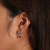 Do Old Rose Flower Heart Pendant Hoop Earrings For Women Men Silver Color Black Zircon Tassel Small Ear Buckle Party Jewelry - Image 2
