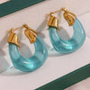 Favourite Color Summer Vocation Chunky Acrylic Resin Hoop Earrings For Woman Stainless Steel Jewelry - Image 5