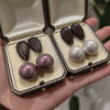 Statement Big Wooden Pearl Ball Earrings Vintage Style Creative Handmade Earings For Women - Image 4