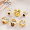 Vintage Gold-Tone Ring Set with Imitation Tiger Eye Stones 6 Pieces - Image 4