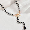 Imitation Pearl Tassel Y Necklace with Bow in Black or White - Image 4