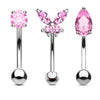 3PCS Heart Eyebrow Piercing Set Crystal Curved Barbell Piercing Flower Rook Earring Bulk CZ Star Eyebrow Ring Pack Daith Earring - Image 20