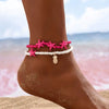 Starfish Anklet Chain Women Conch Shell Boho Leg Bracelet Beads Flower Jewelry Beach - Image 7