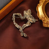 Pearl Accent Heart Brooch with Metal Floral Details - Image 9
