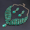 Green Crystal Statement Necklace Earrings Set Gold Color Jewelry Sets Indian Bridal Wedding Costume Jewellery - Image 11