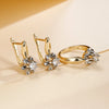 French Petal Inlaid Zircon Earrings and Ring Set, Copper-Plated Two-Tone Gold Jewelry, Versatile for Commuting - Image 1