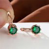 Cute Female Crystal Blue Round Stone Earrings Simple Crown Rose Gold Color Bride Jewelry For Women - Image 2