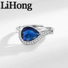 Women's Silver Set Jewelry Inlaid Simulated Sapphire Elegant Simple Necklace Earrings Ring Set Party Jewelry - Image 4