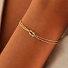 Gold Silver Stainless Steel Art Deco Knot Slim Snake Chain Bracelet Couple Social Art Jewelry - Image 4