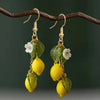 Cute Yellow Fruit Lemon Little Flower Green Leaf Pendant Necklace for Women Earrings Jewelry Gifts - Image 6