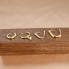 Four-Piece U-Shaped Hoop Earring Set with Geometric Pendants in Gold-Tone or Silver-Tone - Image 6