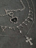 3pcs Gothic Layered Heart Rose Flower OT Chain Cross Pendant Necklace, Pentagram Star Tassel Necklace, Minimalist Layered Chic P - Image 5