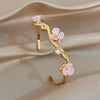 Delicate Zircon Flower Cuff Bangle Bracelets for Women Glossy Gold Plated Stainless Steel Wristband Bracelet Jewelry - Image 7