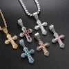 Hip Hop Cross Necklace For Men Cubic Zirconia Iced Out Pendant Gold Color Stainless Steel Rope Chain On Neck Jewelry - Image 3