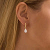 Simple Temperament Teardrop-shaped Imitation Pearl Pendant Stainless Steel Hoop Earrings for Women Daily Commuting Jewelry Gifts - Image 4