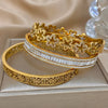 Stainless Steel Hollow Flower Rhinestone Cuff Bangle - Image 5