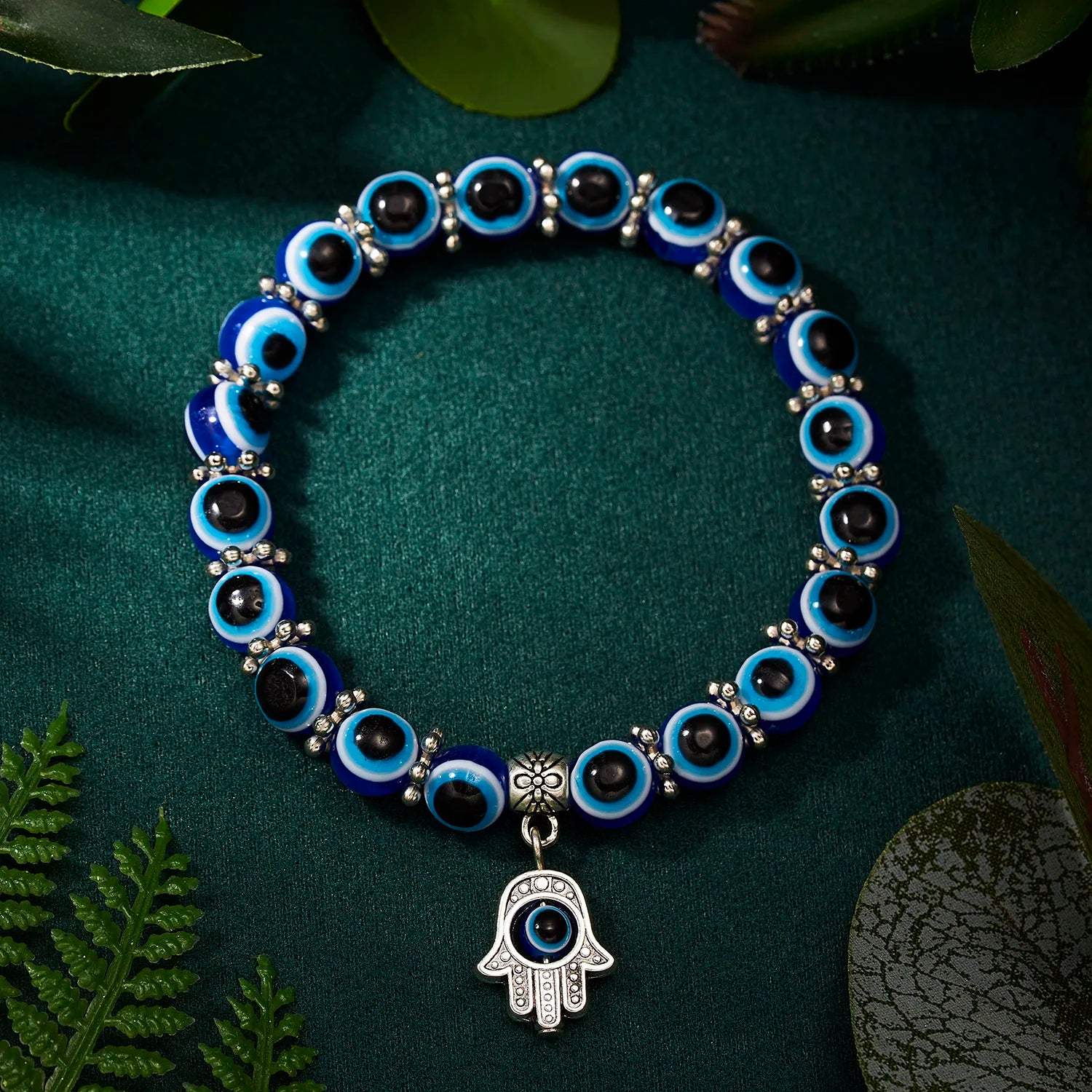 Classic Turkish Lucky Evil Eye Bracelets for Men Women Blue Evil Eye Palm Butterfly Pendant Beads Bangles Handmade Charm Jewelry - Image 1