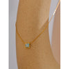 Delicate Stainless Steel Square Opal Stone Pendant Necklace Chain Stylish Dainty Golden Collar Chic Jewelry Gift - Image 4