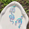 Kuguys Iridescent Acrylic Moon Snake Earrings Dangling Vintage Long Women's Holography Jewelry Accessories - Image 2