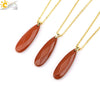 Csja Water Drop Necklaces Crystal Pendant Stainless Steel Chain Necklace for Women Stone Amethyst Jewelry Gift - Image 12