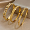 Inlaid Zircon Cuff Bracelet Bangle Gold Plated Women's Men Geometric Stackable Charms Jewelry Gifts - Image 2