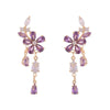 Purple Zircon Flower Stud Earrings for Women Elegant Crystal Leaf Tassel Dangle Earrings Jewelry Gifts - Image 6