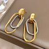 Stainless Steel Gold Silver Color Drop Earrings for Women Glossy Doublelayer U Shaped Pendant Earrings Jewelry Gifts - Image 2
