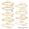 Gold Plated Link Bracelet for Women, Stainless Steel Stackable Chain Wristband, Adjustable Jewelry - Image 6