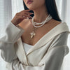 Elegant Multilayer Smooth Imitation Pearl Long Necklace for Women Jesus Cross Pendant Necklace Banquet Neck Jewelry - Image 10