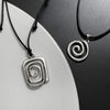 Spiral Pendant Necklace with Leather Cord in Round or Square Shapes - Image 14