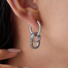 Ars Two Tone Stainless Steel Geometric Hoop Earring Gold Plated Huggie Earrings for Women Minimalist Dangle Drop Earrings - Image 4