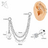 ZS 20G 2Pcs/lot Heart Moon Double Layer Chain Stainless steel Ear Chain Moon Spike Crystal Ear Stud Cartilage Earrings Jewelry - Image 9
