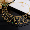 Gold Plated Women Jewelry Set Simple Lines Earrings Ring Colored Zircon Necklace Bangle For Wedding Party - Image 4