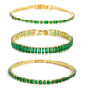 Emerald Cubic Zirconia CZ Tennis Bracelets for Women Gold Plated Charm Green Female Bangles Wedding Jewelry Gift - Image 2