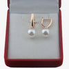 Women Simulated Pearl Jewelry Rose Gold Color Drop Earrings S M L - Image 1