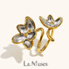 La. Muses Mixed Color Flower Double Headed Stainless Steel Women's Open Ring Pvd Gold Plated Daily Jewelry Accessories - Image 1