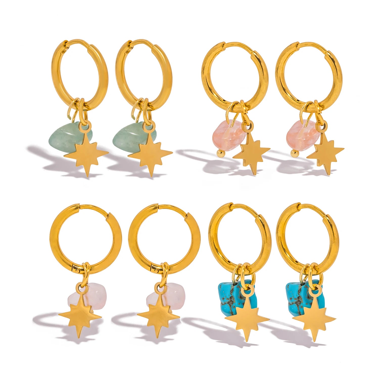 Design Stainless Steel Charm Earrings for Woman, Stone Pendant and Gift for Girls - Image 1