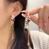 Modern Jewelry Silver Needle Sweet Korean Temperament Splicing Color Tassel Earrings For Women Accessories - Image 2