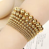 Jewelry Gold Plated Metal Ball Smooth Diameter 3/4/6/8mm Elastic Stainless Steel Bracelet - Image 1