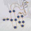 Gold Plated Lucky Stainless Steel Five Leaf Flower 3PCS Jewelry Set Bracelet Necklace Earrings for Women Party Jewelry Clover - Image 8