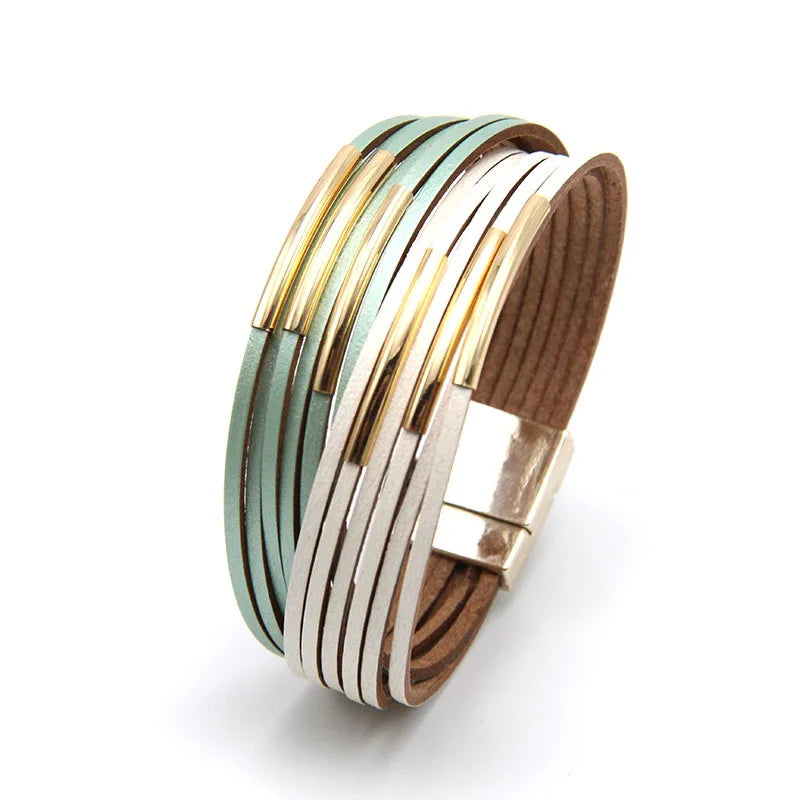 Multi-layer Braided Leather Bracelet Women's Bracelet Accessories Bracelets Bangle Couple Jewelry - Image 1