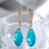 Shiny Pendant Earrings Rose Gold Water Drop Green Zircon Inlay Party Wedding Jewelry - Image 3