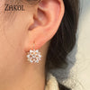 Zakol Rose Gold Color Flower Hoop Earrings for Women CZ Crystal Zircon Earring - Image 4