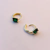 Square Green Zircon Hoop Earrings for Women Golden Silver Color Geometric Huggies Jewelry - Image 3