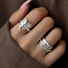 Silver Open Finger Ring Punk Heart Irregular Geometric Stackable For Women Girl Jewelry Gift - Image 6