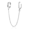 Gold Silver Color Plated Double Hole Link Chain Circle Hoop Earrings Zircon Star Lightning Eye Pendant Huggie Piercing Earring - Image 28