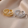 Stainless Steel Bead Twist Cross Rings For Women Gold Plated Irregular Opening Ring Wedding Aesthetic Jewelry - Image 5