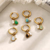 Aurora Tiger's Eye Stone Charm Hoop Earrings For Women's Vintage Gold-Plated Jewelry Stainless Steel Earrings - Image 5